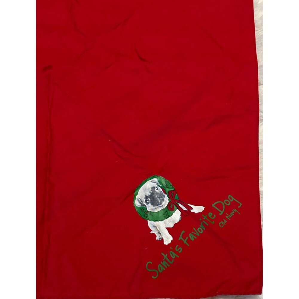 Old Navy Christmas Holiday Santa's Favorite Dog PUG Dog Red Bandana ONE SIZE - Picture 3 of 11